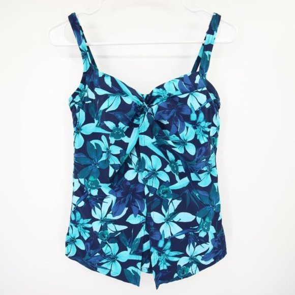 Lands' End Other - NWOT Lands End Fly Away Swim Tankini Top Floral Blue Underwire Size 8